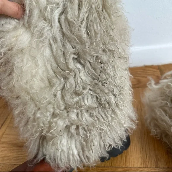 Kors Micheal Kors Mongolian Lamb Brown Leather Ivory Fur Sydney Boots Size 39 - Picture 6 of 11